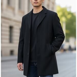 Kenneth Cole New York Men's Wool Blend Jacket Black Pea Coat Size 42